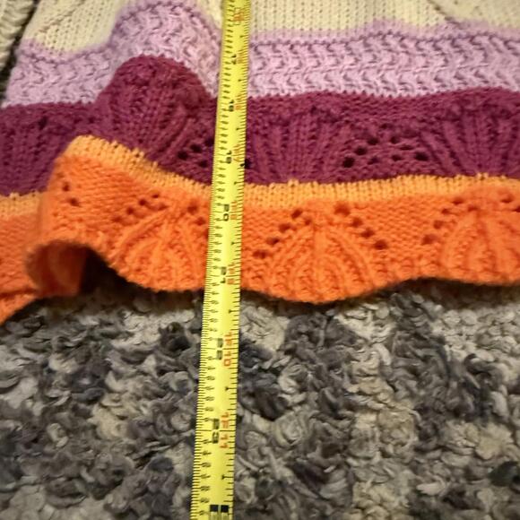 Pink Robin Cable Knit Colorblock Sweater Scalloped Hem XS - Picture 7 of 7